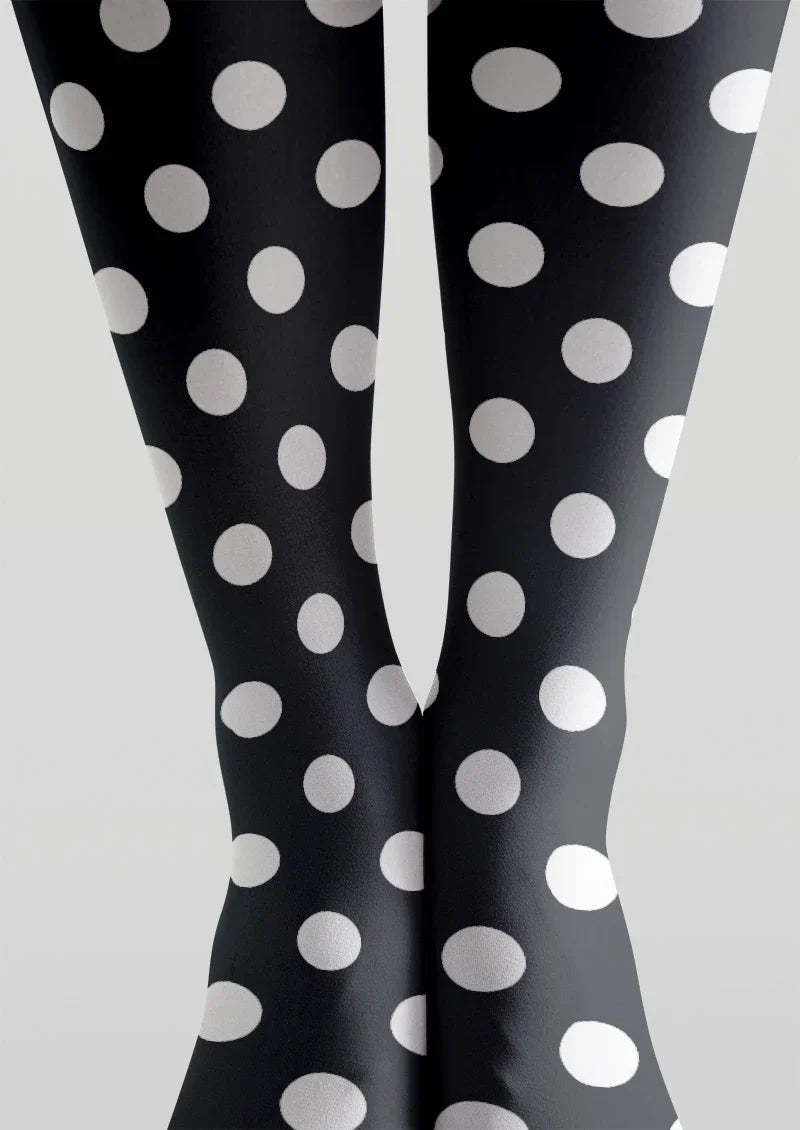 Viken Plan Black & White Polka Dot Tights Hosiery Pantyhose