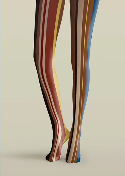 Viken Plan Yesterday Rhythm Retro Striped Tights Hosiery Pantyhose