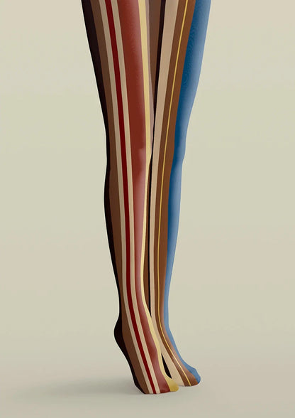 Viken Plan Yesterday Rhythm Retro Striped Tights Hosiery Pantyhose