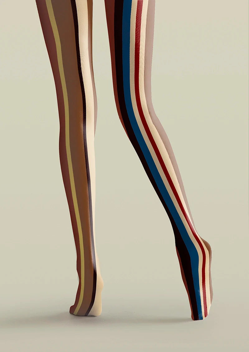 Viken Plan Yesterday Rhythm Retro Striped Tights Hosiery Pantyhose