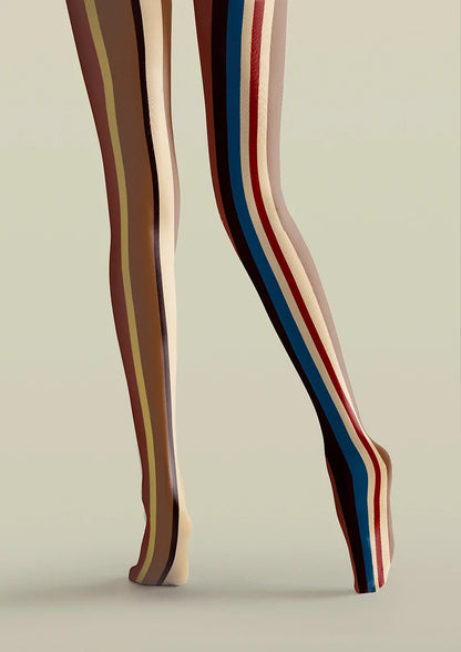 Viken Plan Yesterday Rhythm Retro Striped Tights Hosiery Pantyhose