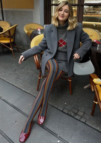 Viken Plan Iridescent Yesterday Striped Tights Hosiery Pantyhose