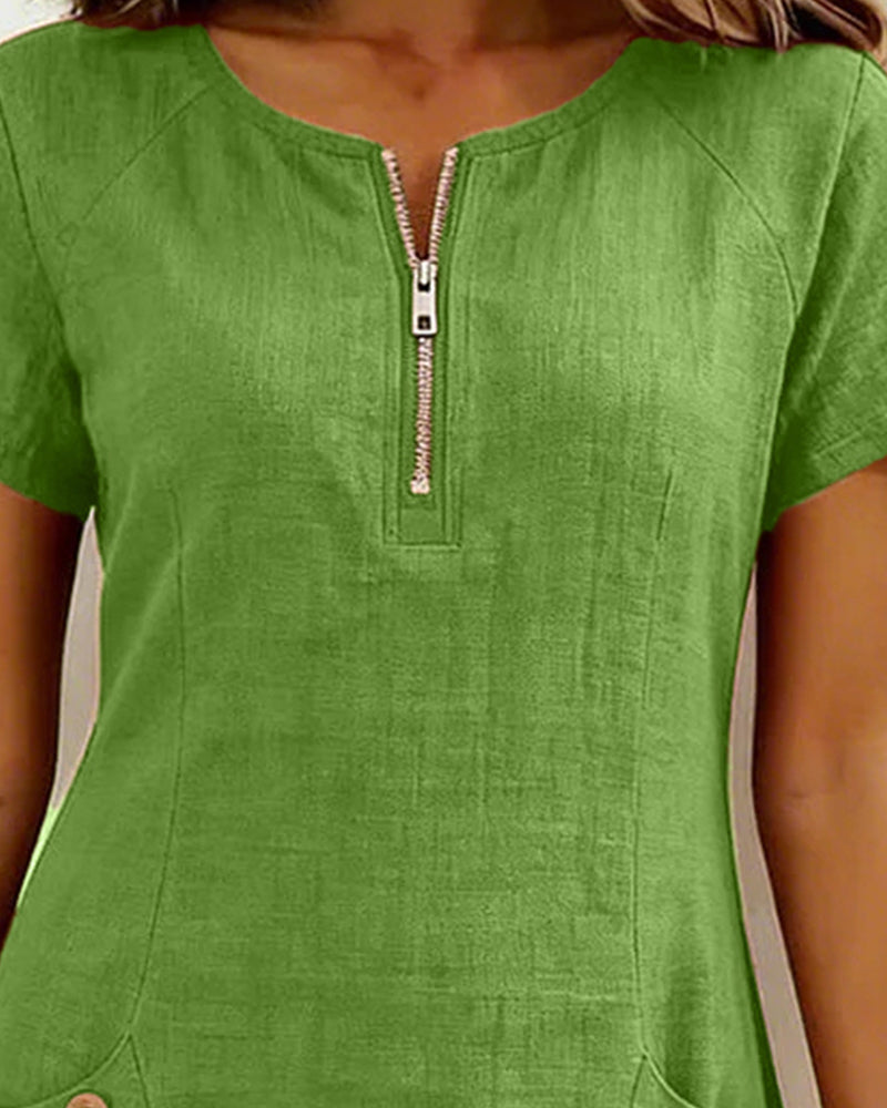 DONATALIA | Chic Zip-Front Mini Dress with Pockets