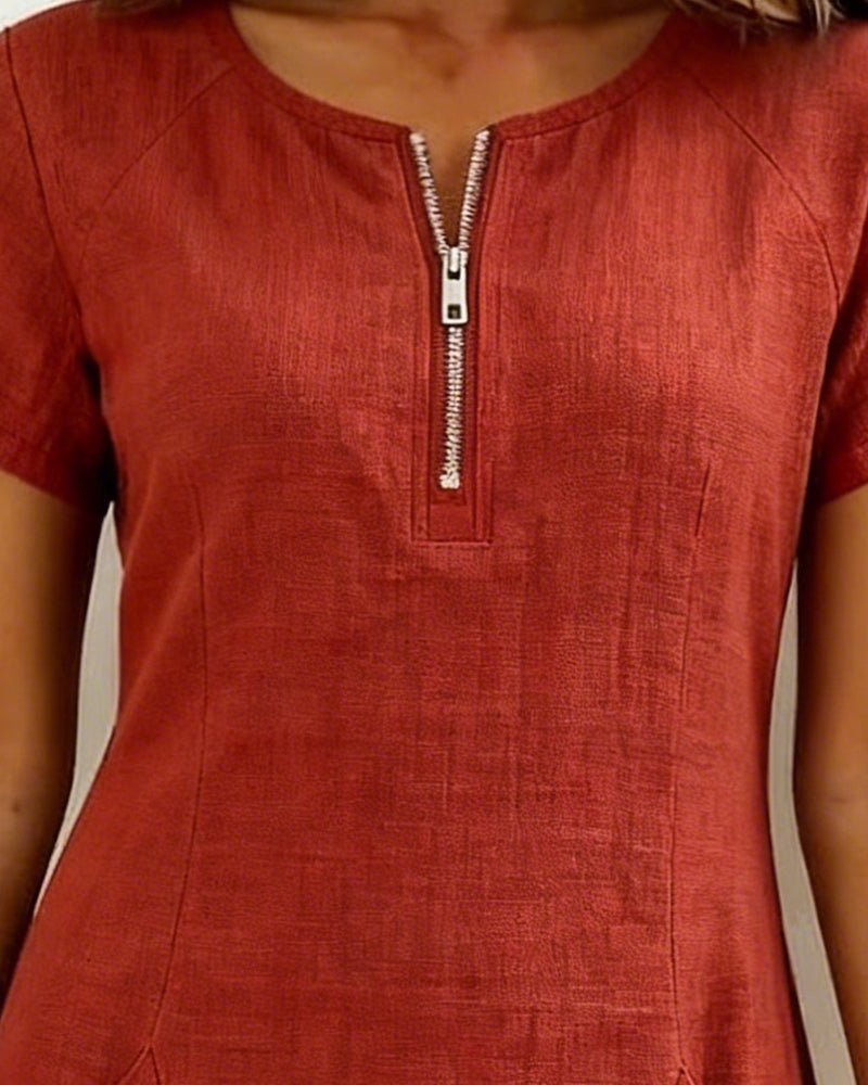 DONATALIA | Chic Zip-Front Mini Dress with Pockets