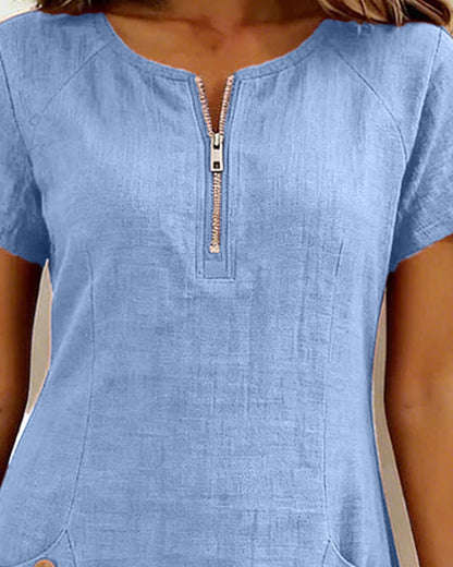 DONATALIA | Chic Zip-Front Mini Dress with Pockets