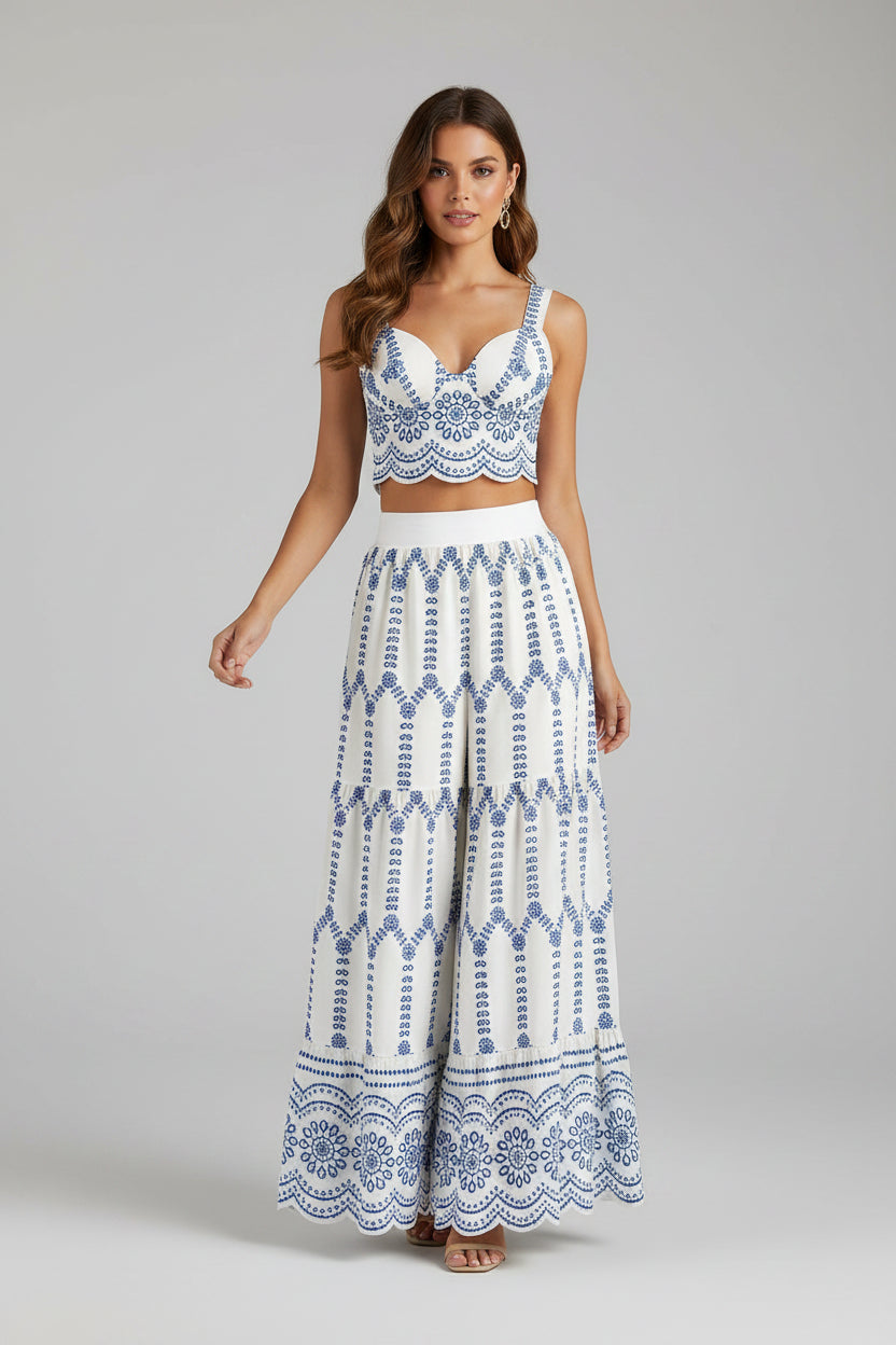 Printed Sleeveless Tie Back Skirt Set