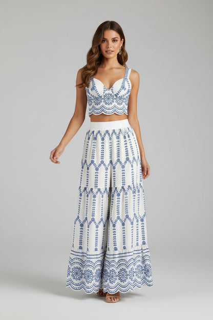 Printed Sleeveless Tie Back Skirt Set