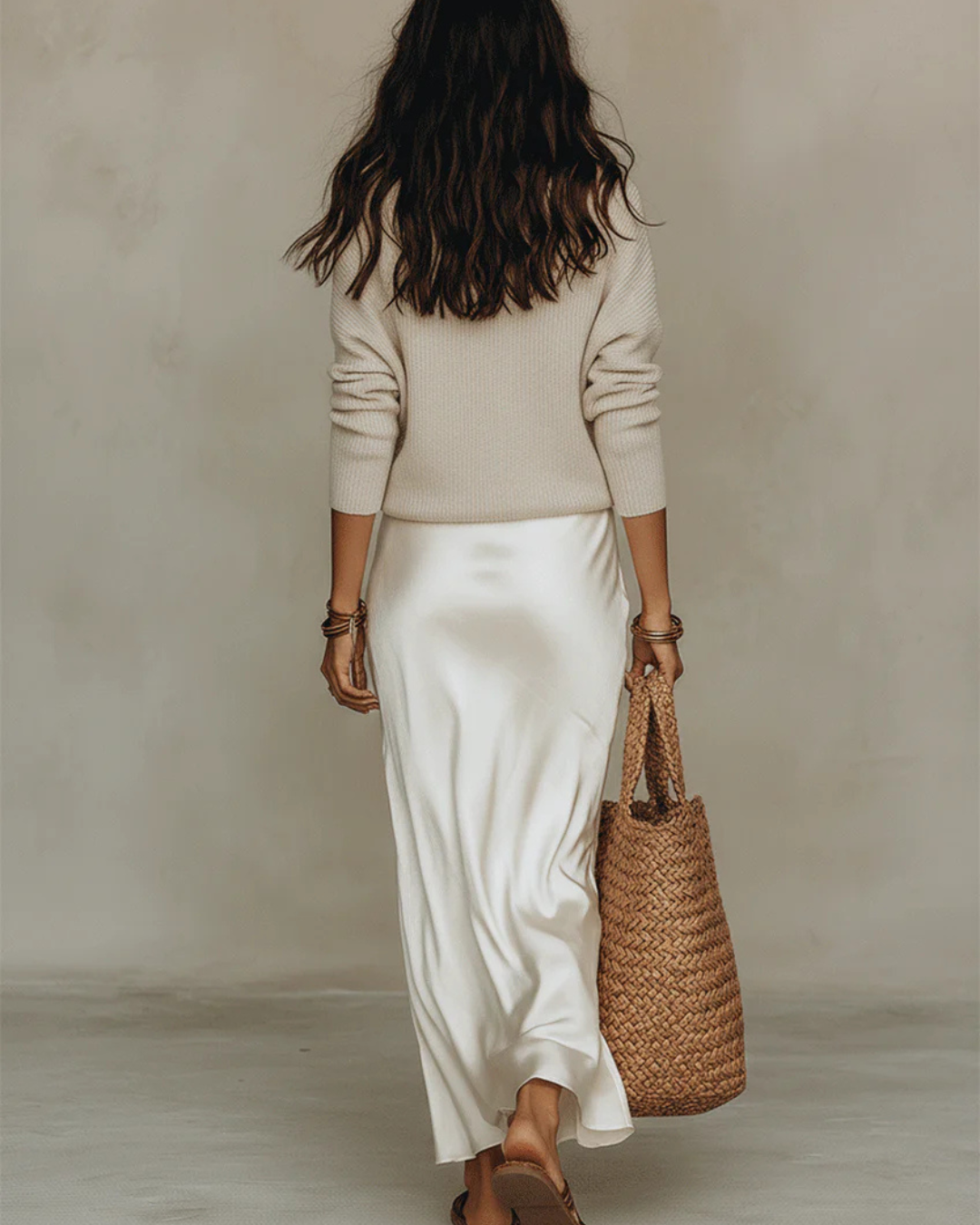 DONATALIA | Midi Satin Dress with Included Sweater