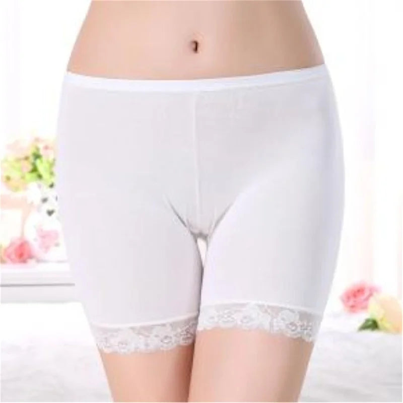 1pc Summer Underwear Shorts Sexy Silk Ice Pants White/Black/Nude Women Safety Short Pants Gifts For Women 80-110 Kg