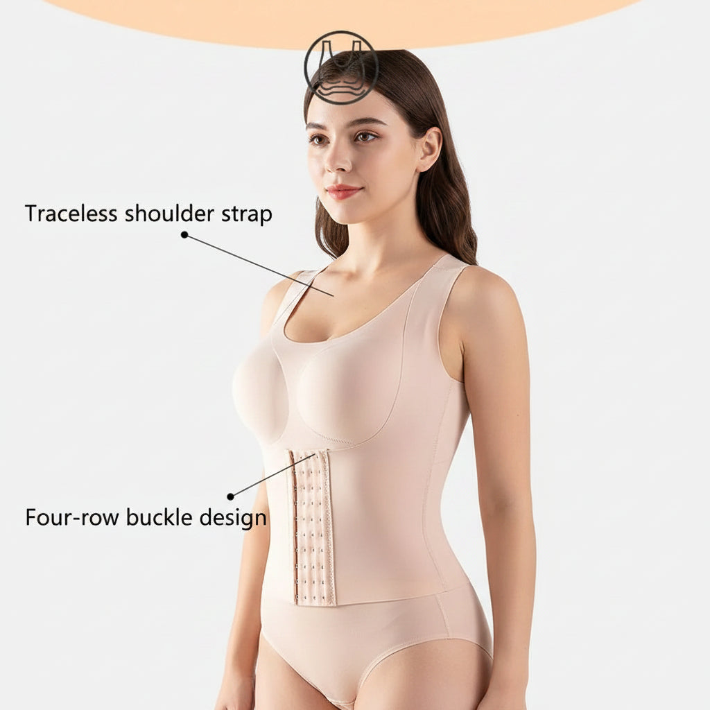 Washable Tummy Control Slimming Vest Padded Bra Adjustable Trimmer Camisole Front Closure Hook Loop Posture Corrector Girls