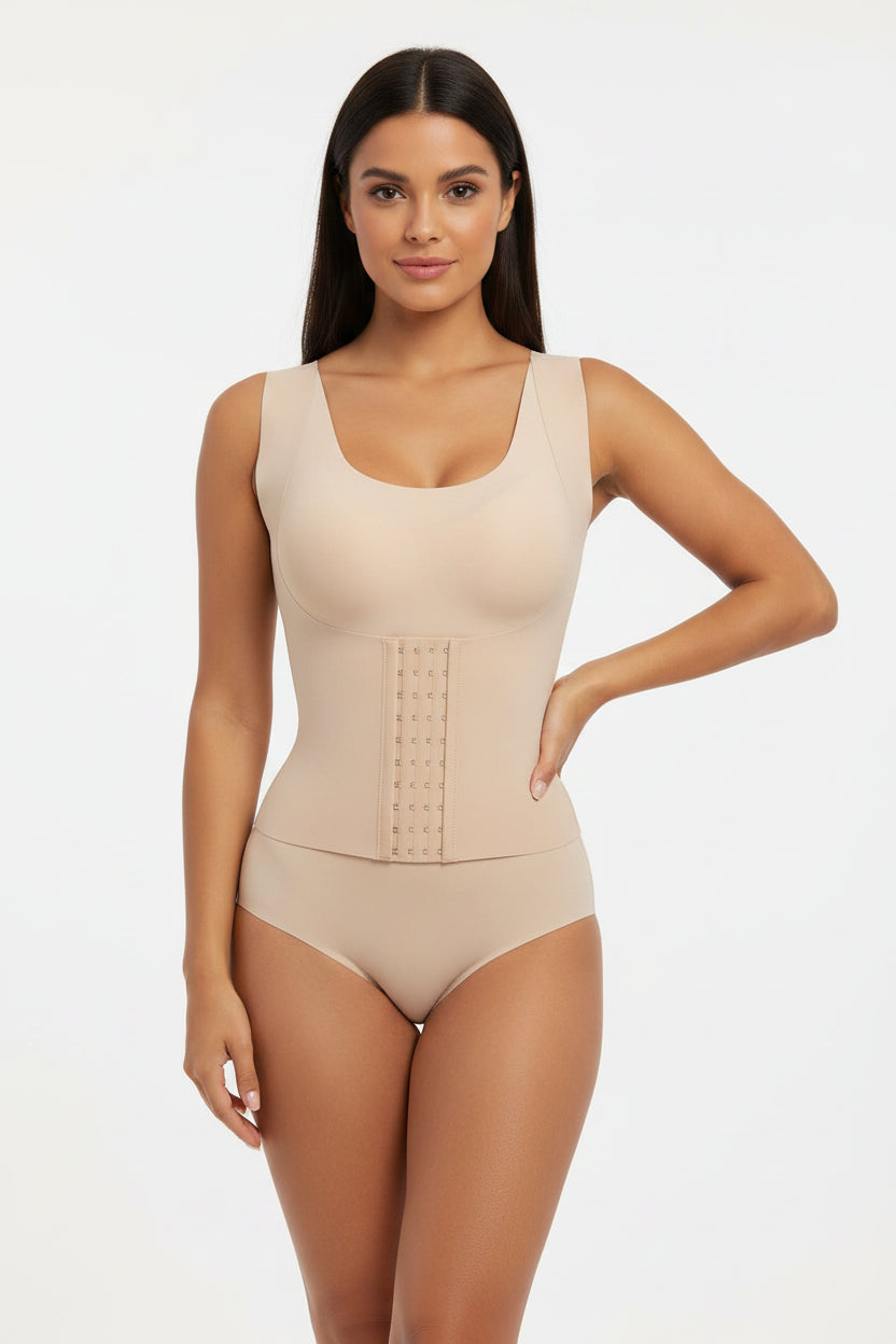 Washable Tummy Control Slimming Vest Padded Bra Adjustable Trimmer Camisole Front Closure Hook Loop Posture Corrector Girls