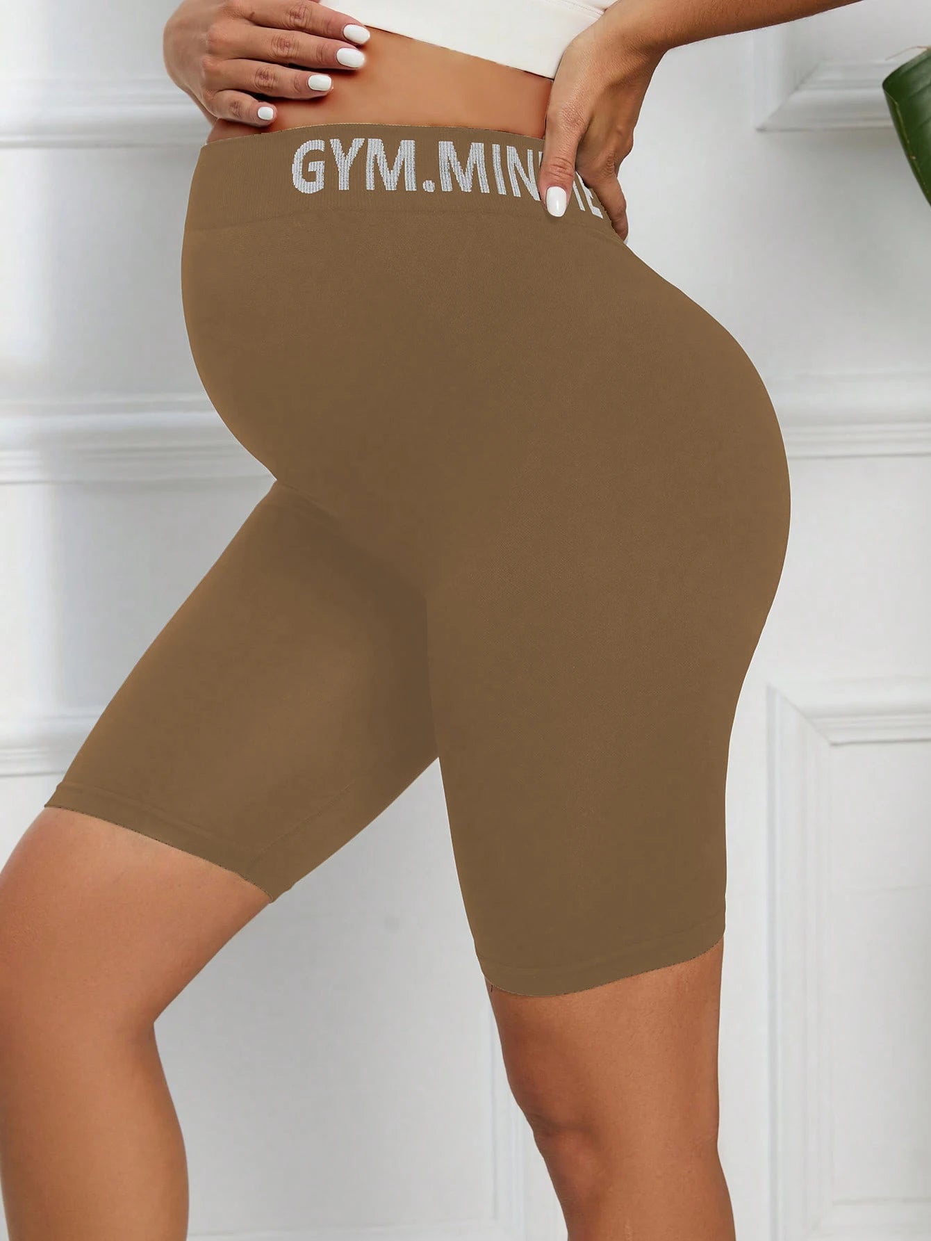 Maternity Yoga Shorts Over The Belly Women&