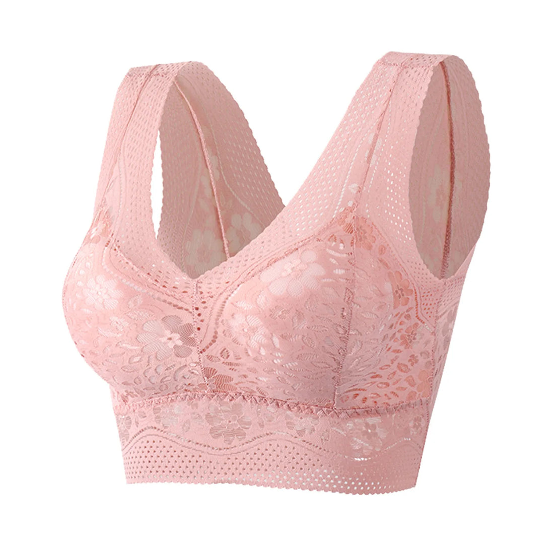 Seamless Bras for Women Women Seamless Wide Shoulder Ice Silk Bra Unwired Lingerie Lace Floral Bra Padded Slim Fit Bra