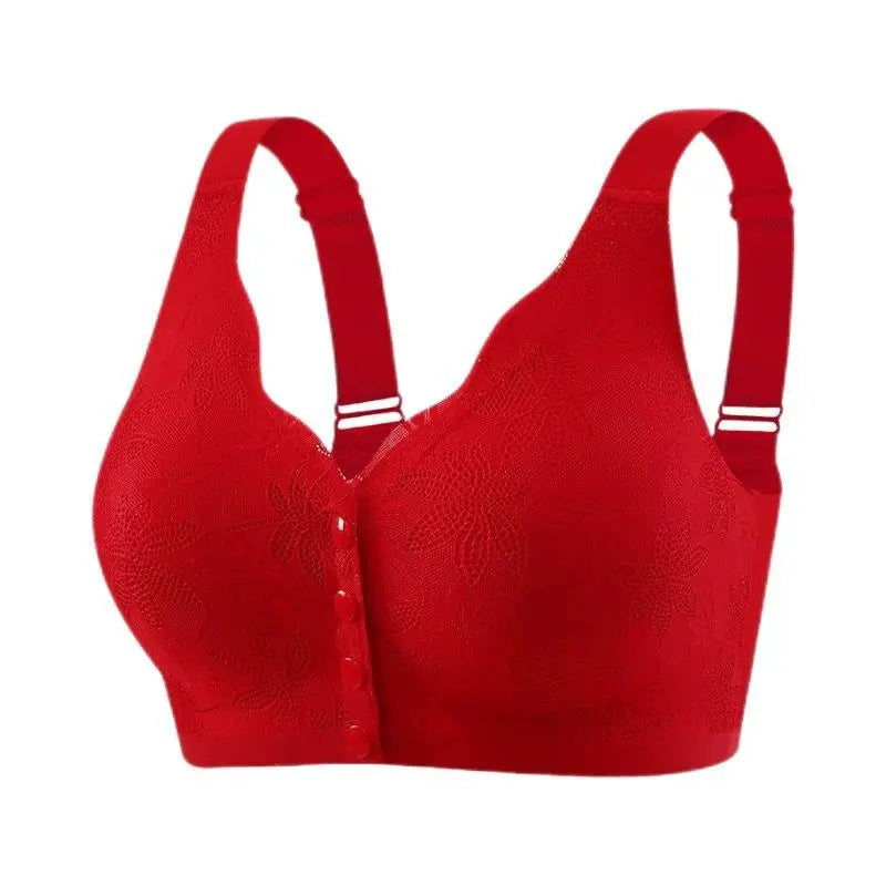 Fashion Printed Front Opening Buckle Gathering Anti Sagging Beautiful Back Bra Ice Silk Seamless Breathable No Steel Ring Bra