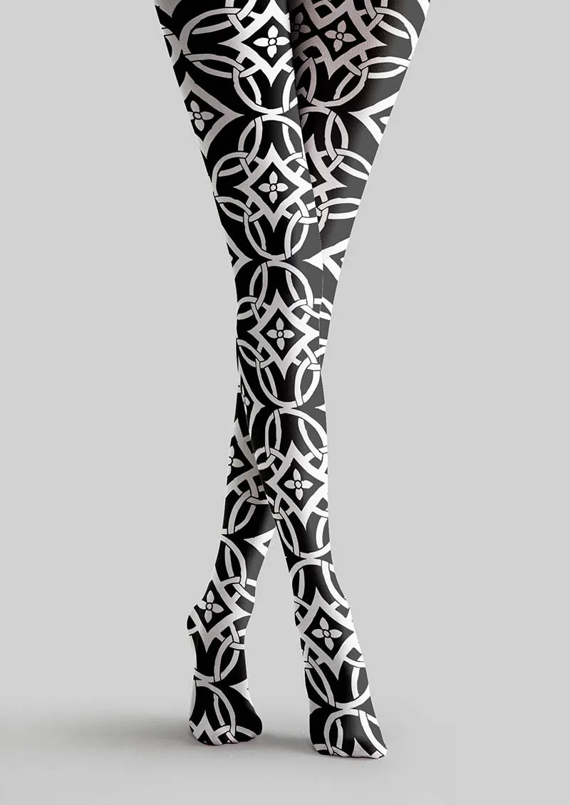 Viken Plan Interlock Print Tights Hosiery Pantyhose