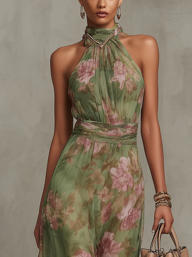 Donatalia| Maxi halter dress with floral print
