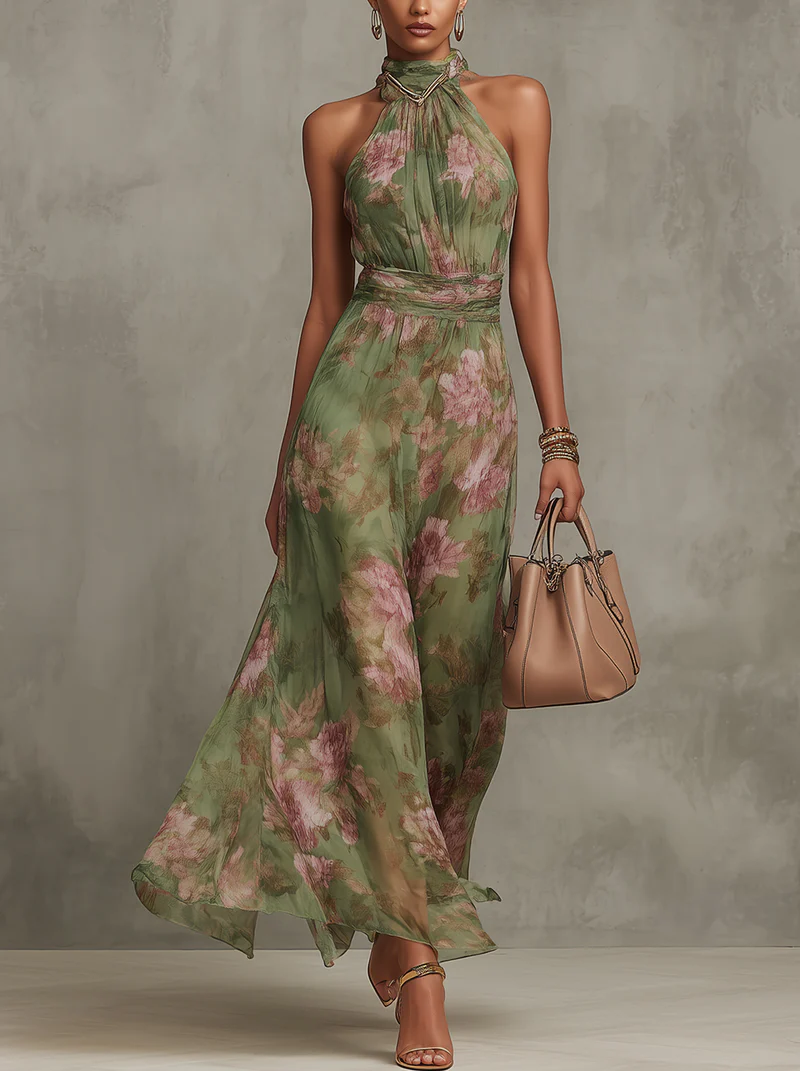 Donatalia| Maxi halter dress with floral print